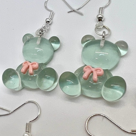 Teddy Bear Earrings - Gender Reveal Earrings - Baby Shower Earrings - DDLG Earri - Picture 4 of 10